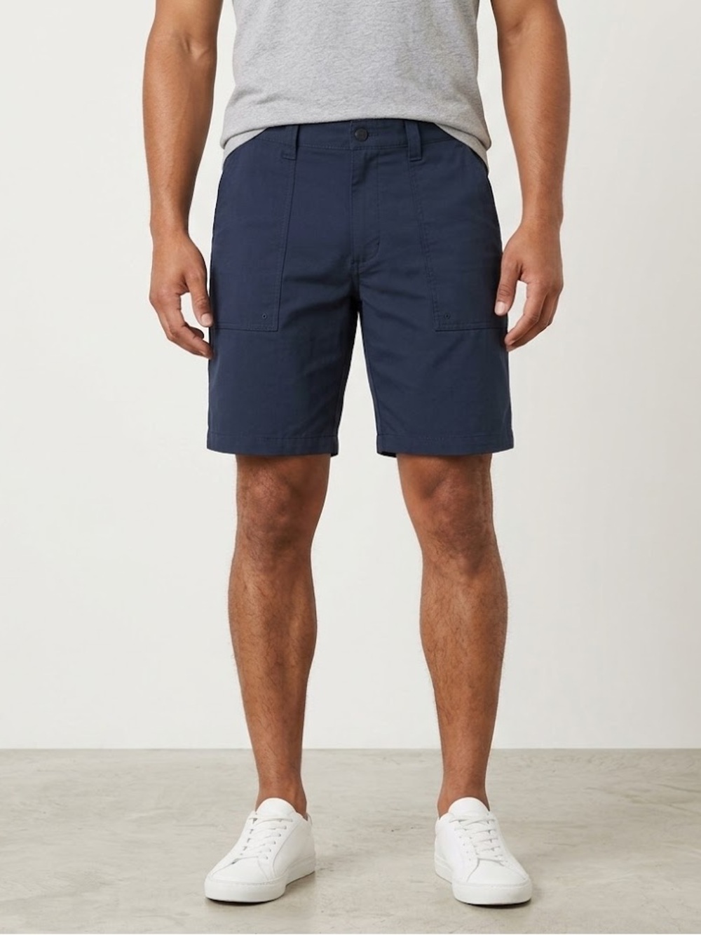 NWT Wrangler Men's Navy Blue Utility Shorts, Classic Flex Waist Short 9” inseam